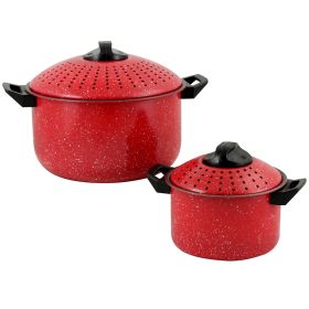 4-Piece Nonstick Pasta Pot Set - Red