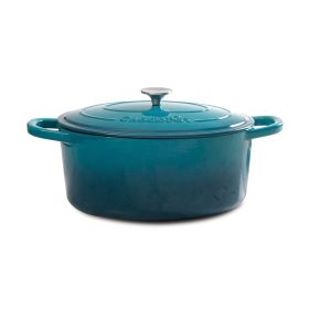 5 Quart Round Enameled Cast Iron Dutch Oven - Teal