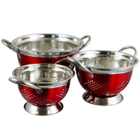 Colander Set of 3 - Metallic Red