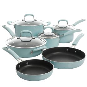 10 Piece Nonstick Aluminum Cookware Set - Glacier Blue