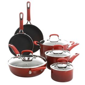 10 Piece Nonstick Aluminum Cookware Set - Red Gradient