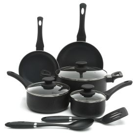 10 Piece Aluminum Nonstick Cookware Set - Black