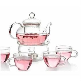 6-Piece Glass Tea Pot Set with 4 Cups and Infuser