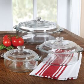 6-Piece Round Glass Bakeware Set with Lids