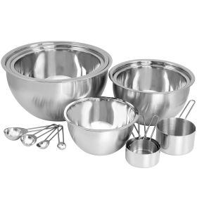 14 Piece Stainless Steel Measuring Cup and Spoon Set with Mixing Bowls