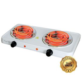 Portable Dual Coil Burner Cooktop - White