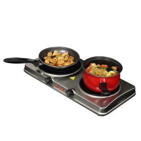 Portable Heavy Duty Lightweight Dual Infrared Burner Cooktop - Sleek Steel