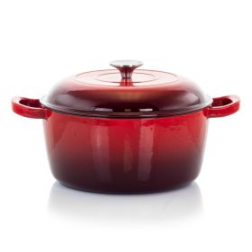 5 Quarts Round Enameled Cast Iron Casserole with Lid - Red