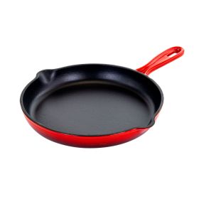 Round 10.25 Inch Enameled Cast Iron Skillet - Red