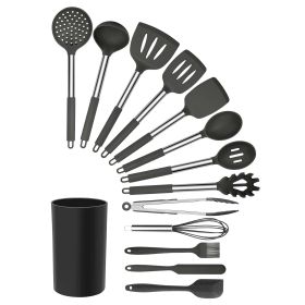 Silicone and Stainless Steel Cooking Utensils, Set of 14 Gray