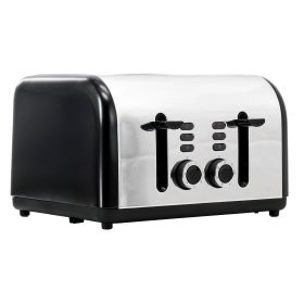 4-Slice Wide Slot Toaster - Stainless Steel and Black