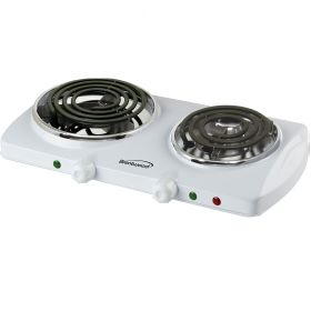 Electric 1500W Double Burner - White