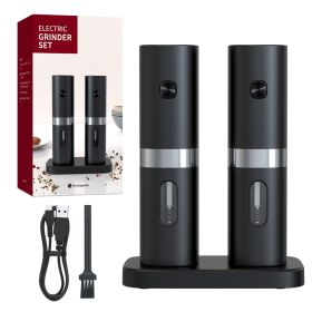 Electric Salt And Pepper Grinder Set With Charging Base Automatic Salt Pepper Mill Refillable Adjustable Coarseness Salt Grinder - Gift Box