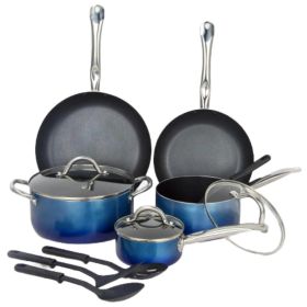 12-Piece Non-Stick Cookware Set - Blue