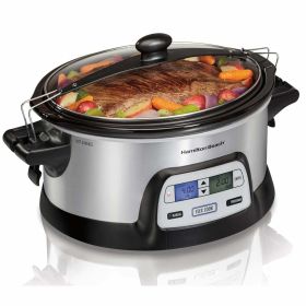 6 Qt Stay or Go Slow Cooker - Stainless Steel