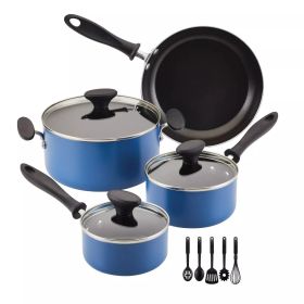 12pc Nonstick Aluminum Cookware Set with Tools - Blue