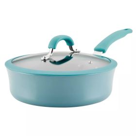 3qt Aluminum Nonstick Saute Pan with Lid - Agave Blue