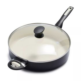 5qt Ceramic Nonstick Covered Saute Pan with Helper Handle - Black