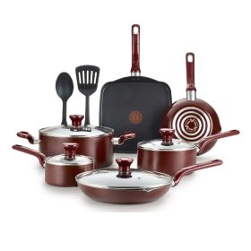 Easy Care 12-Piece Non-Stick Pot and Pan Cookware Set - Red