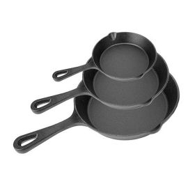 Pre-Seasoned Cast Iron Frying Pan Set - 3 Piece