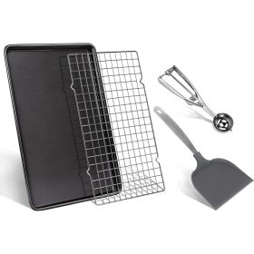 Baking Sheet Set With Pan Rack, Cookie Scoop, and Spatula