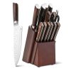 15 Pieces Stainless Steel Knife Set With Wood Handles And Block