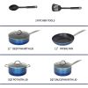 9 Piece Non-Stick Cookware Set - Blue