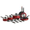 13 Pc Enamel Nonstick Cookware Set - Metallic Red