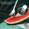 1pc 2 In 1 Watermelon Slicer With Fork Durable Watermelon Cutter Stainless Steel Watermelon Cutting Ruler For Fruit Plate - 1pc