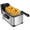 3.2 Quart Electric Stainless Steel Deep Fryer with Timer - as show