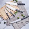 15 Pieces Kitchen Knife Set With Pine Block Holder