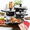 12pc Nonstick Aluminum Cookware Set with Tools - Black