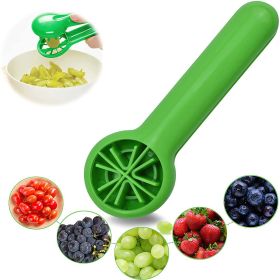 1pc; Grape Tomato Cherry Strawberry Cutter; Green Multifunctional Vegetable And Fruit Cutter; No Blade; Creative Kids Supplies; Kitchen Gadget - Green