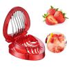 1pc Stainless Steel Strawberry Slicer; Fruit Divider - Red