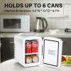 Mini Fridge, 4L/6 Can Portable Cooler & Warmer - White