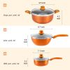 Nonstick Pot and Pan Set - Orange