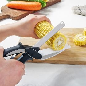 1pc 2-in-1 Smart Kitchen Knife and Vegetable Cutter - Perfect for Effortless Preparation of Vegetables and Fruits - Stainless Steel