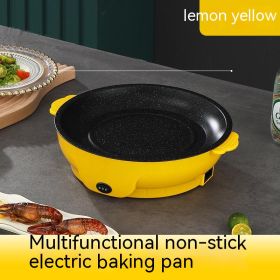 Electric Baking Pan Mini Electric Griddle (Option: Lemon Yellow-22cm-US)