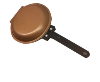 Portable Covered Non-Stick Frying Pan (Color: Brown)