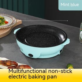 Electric Baking Pan Mini Electric Griddle (Option: Mint Blue-22cm-US)