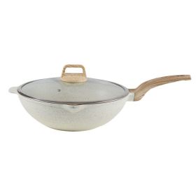 Non-stick Medical Stone Saute Pan (Option: 32CM Volcanic Rock Wok Set)