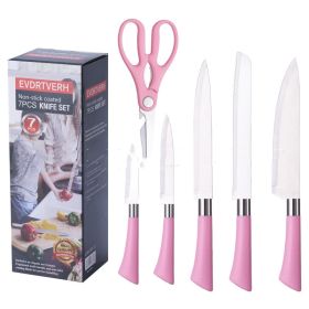 Designer Knife Set With Storage Block (Option: Pink Knife Set)