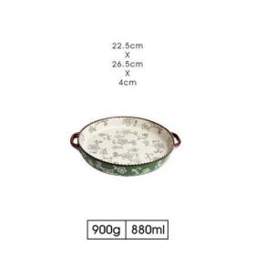 Cherry Blossom Ceramic Baking Sheet (Option: 10.5inch cherry blossom green)