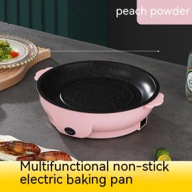 Electric Baking Pan Mini Electric Griddle (Option: Peach Pink-22cm-US)