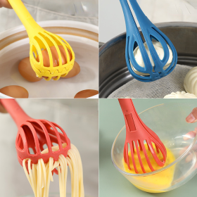 1pc; Multifunctional 3-in-1 Egg Whisk Food Holder Noodle Holder Baking Tool Egg Stirrer Manual Whisk 1 Pack 11.02''√ó2.76'' (Color: Blue)