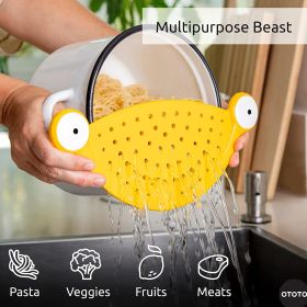 Pasta Strainer Monster Eye Design - Yellow (Color: Yellow)