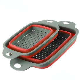 Collapsible Colander Set Of 2 (Color: Red Set (1 Large + 1 Small))