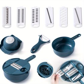 1pc Multi-functional Shredded Grater (Color: Blue--Six Blades-1pc)