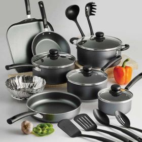 18 Piece Non-stick Cookware Set, Steel Gray (Actual Color: Gray)