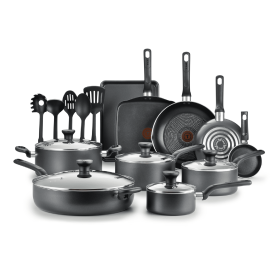 Nonstick Cookware, 20 Piece Set - Grey or Red (Color: gray)